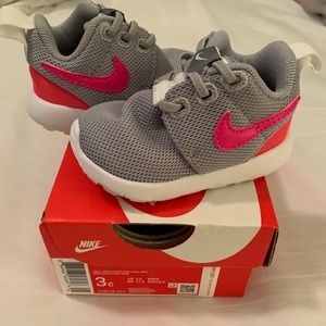 Pink and Grey Nike Roshe one baby sneakers